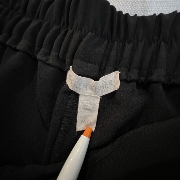 Eileen Fisher Pull On Tapered Ankle Pants Black Sz M Elastic Waist Lightweight - Picture 5 of 12